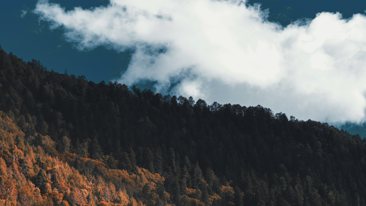 Обои облако, горный рельеф, гора, дикая местность, почва в разрешении 1280x720