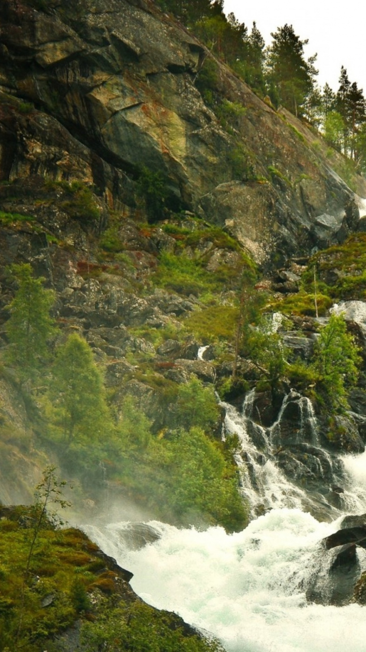 Обои водопад, гидроресурсы, водоем, природа, вода в разрешении 750x1334