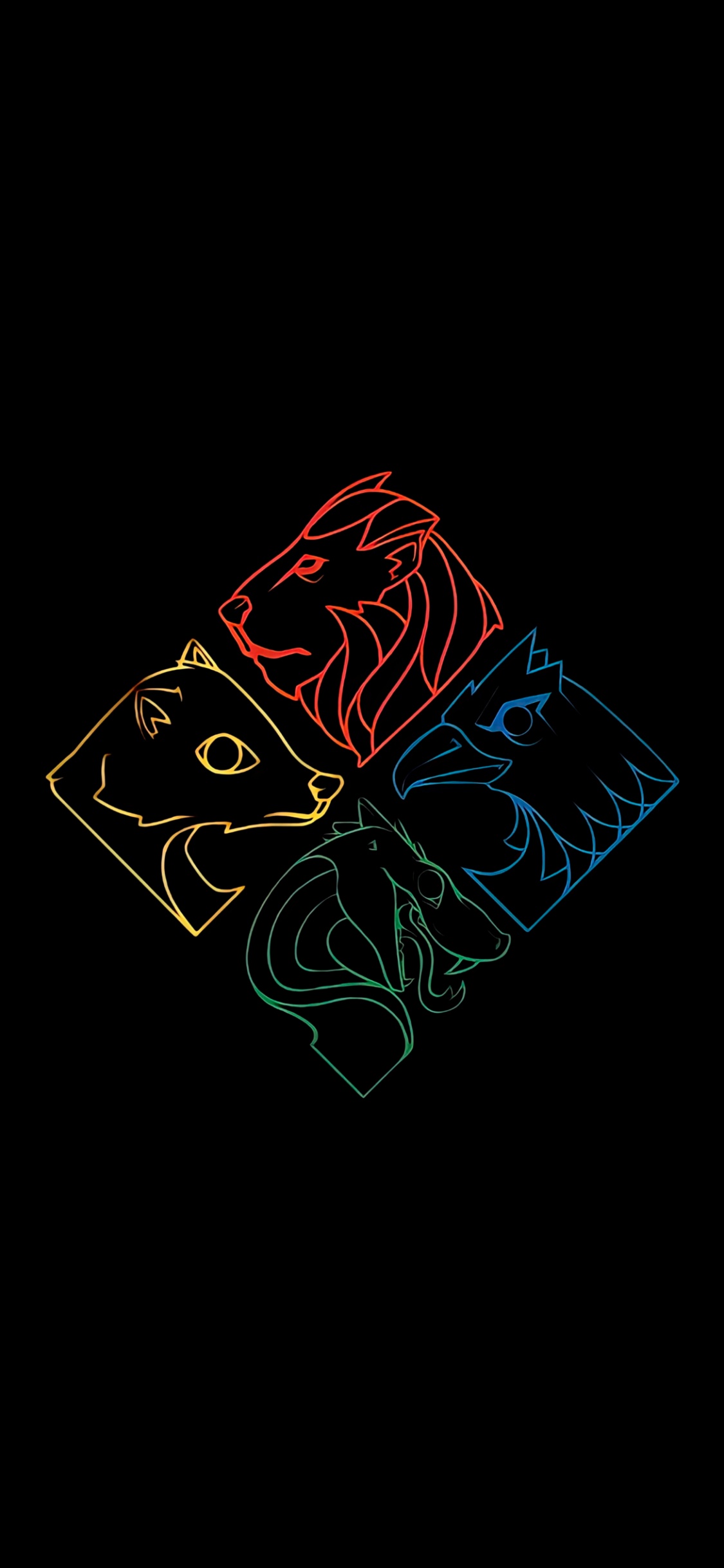 Обои амолед, минималистский телефон, кошачьих, символ, морда в разрешении 1125x2436