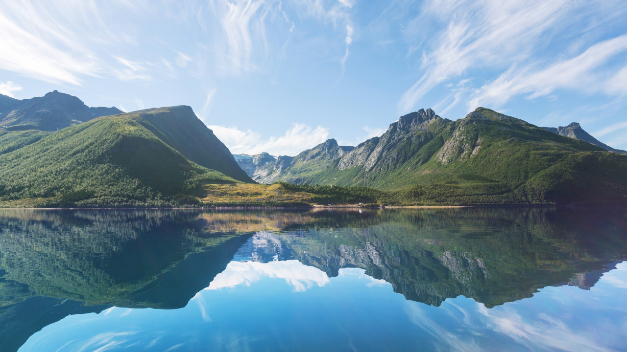 Обои фьорд, Норвегия, отражение, природа, гора в разрешении 1280x720