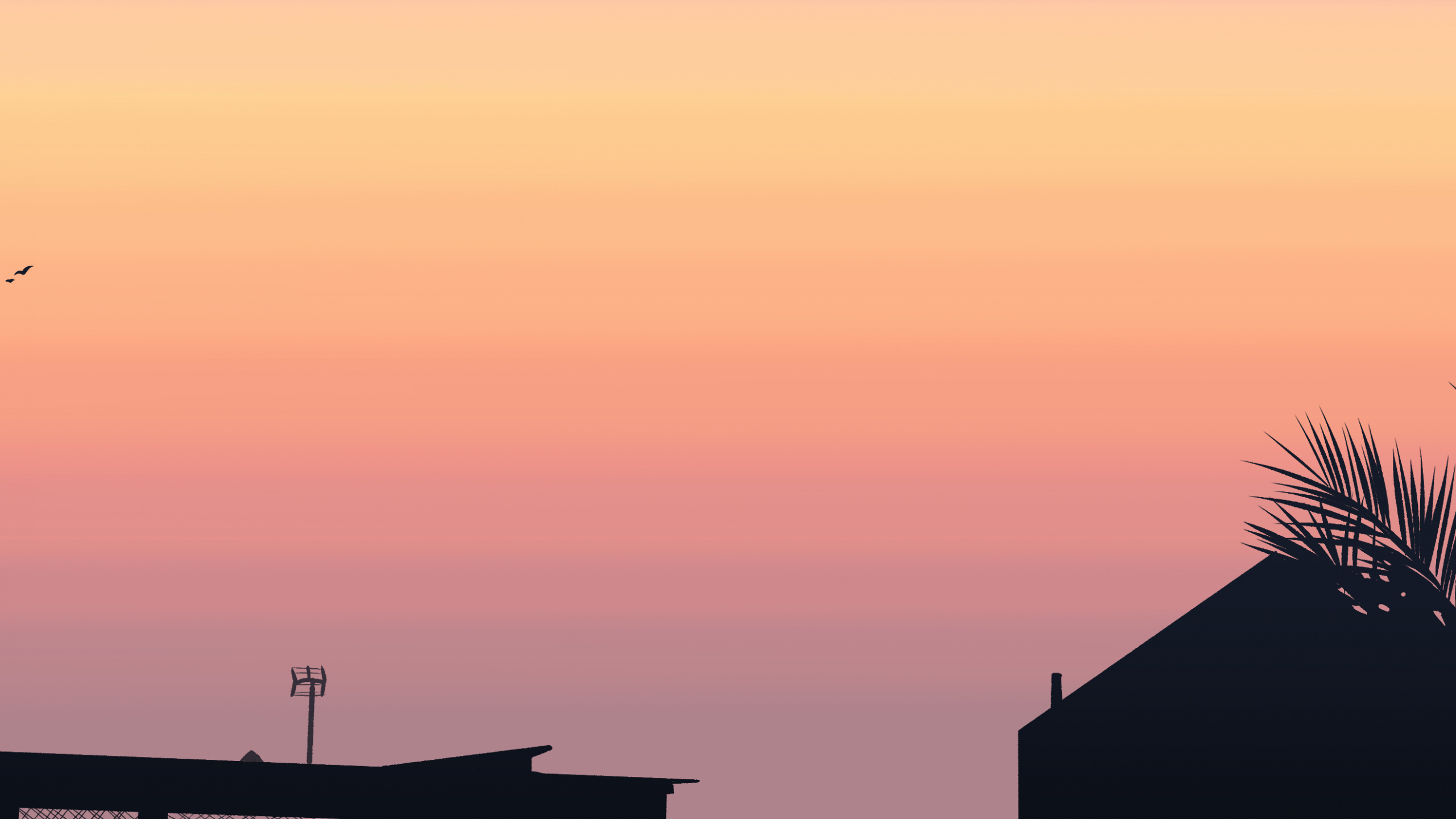 Обои сумрак, крыша, Апельсин, закат, Янтарь в разрешении 2560x1440