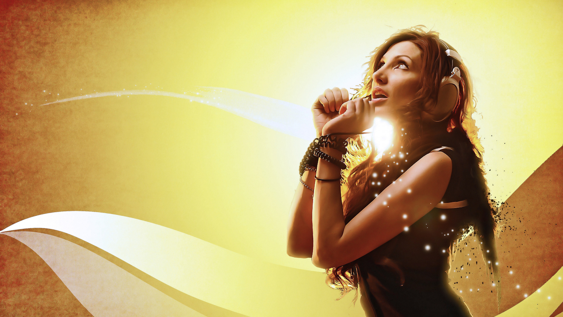 Обои желтый, искусство, арт, счастье, музыка в разрешении 1920x1080