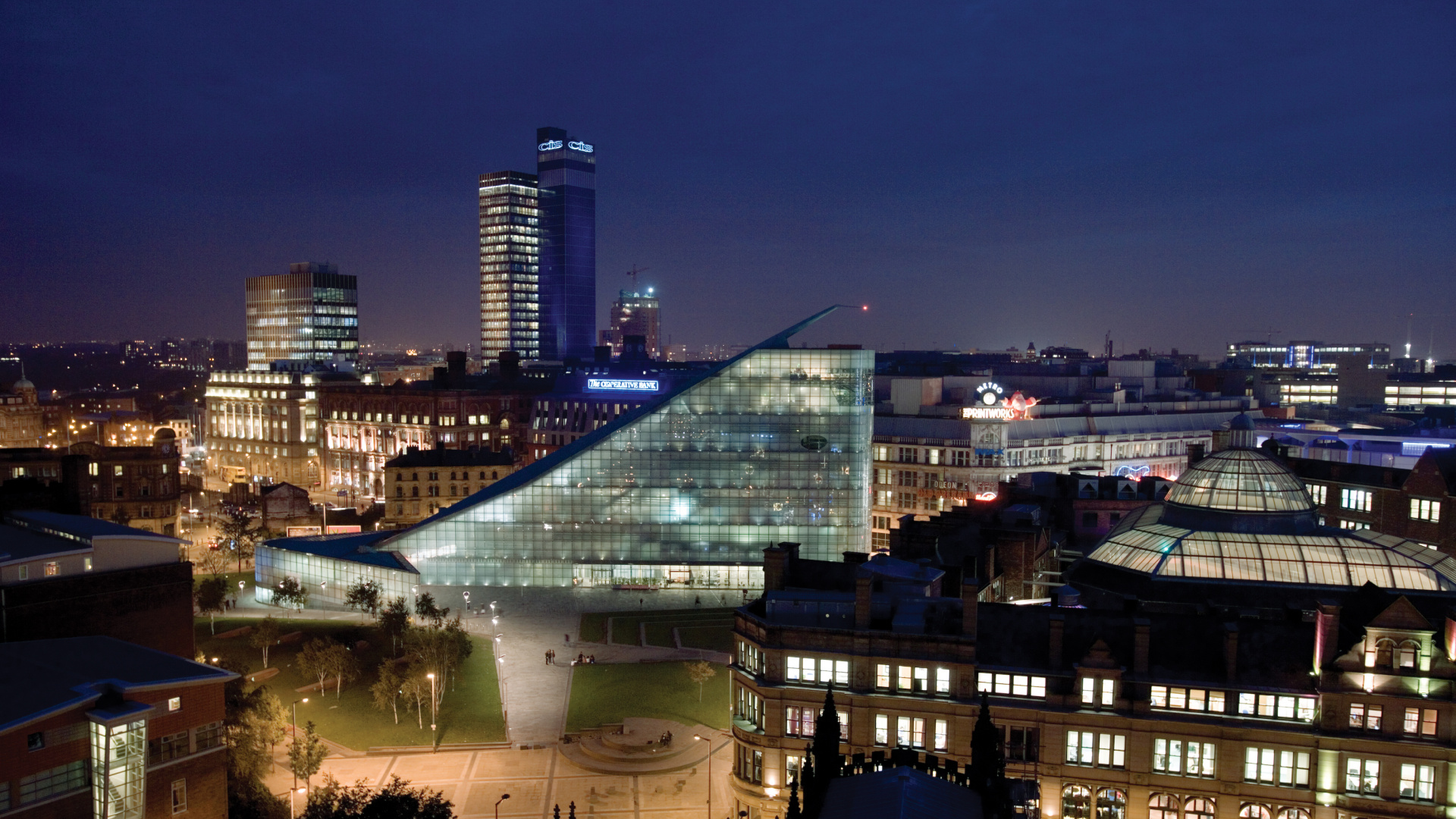 Обои Лондон, город, городской пейзаж, городской район, ночь в разрешении 1920x1080