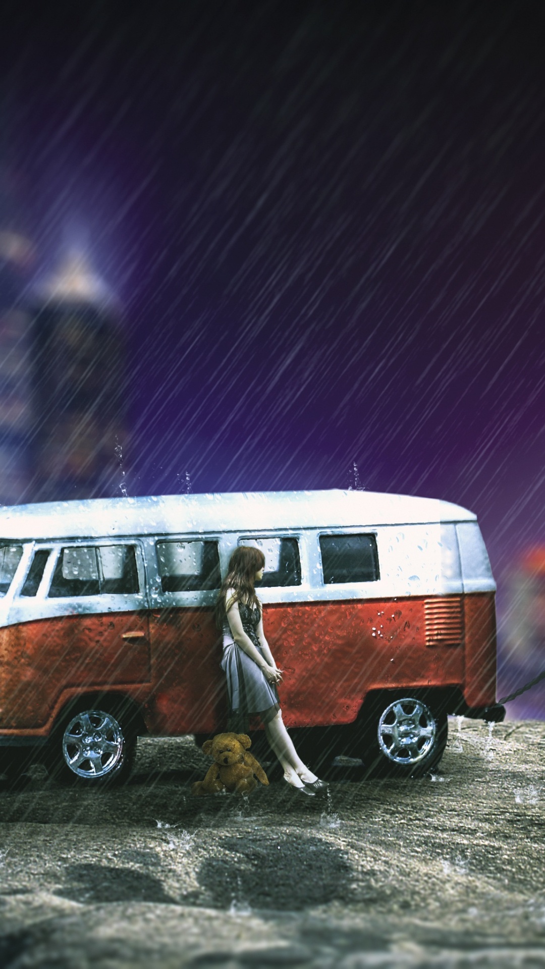 Обои автомобиль фантазия, авто, Фольксваген, фургон, volkswagen type 2 в разрешении 1080x1920