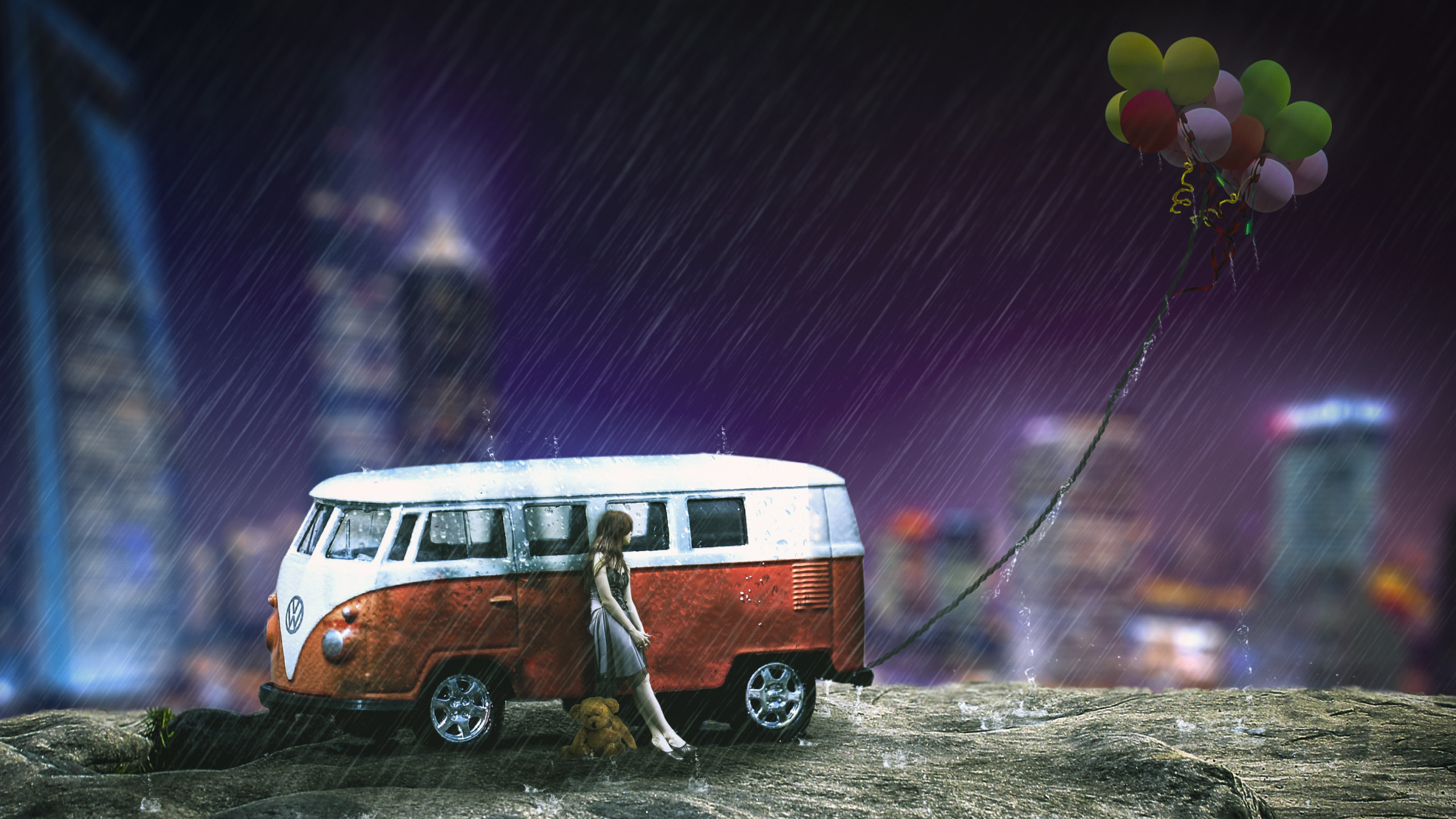 Обои автомобиль фантазия, авто, Фольксваген, фургон, volkswagen type 2 в разрешении 2560x1440