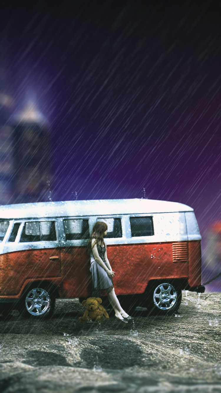 Обои автомобиль фантазия, авто, Фольксваген, фургон, volkswagen type 2 в разрешении 750x1334