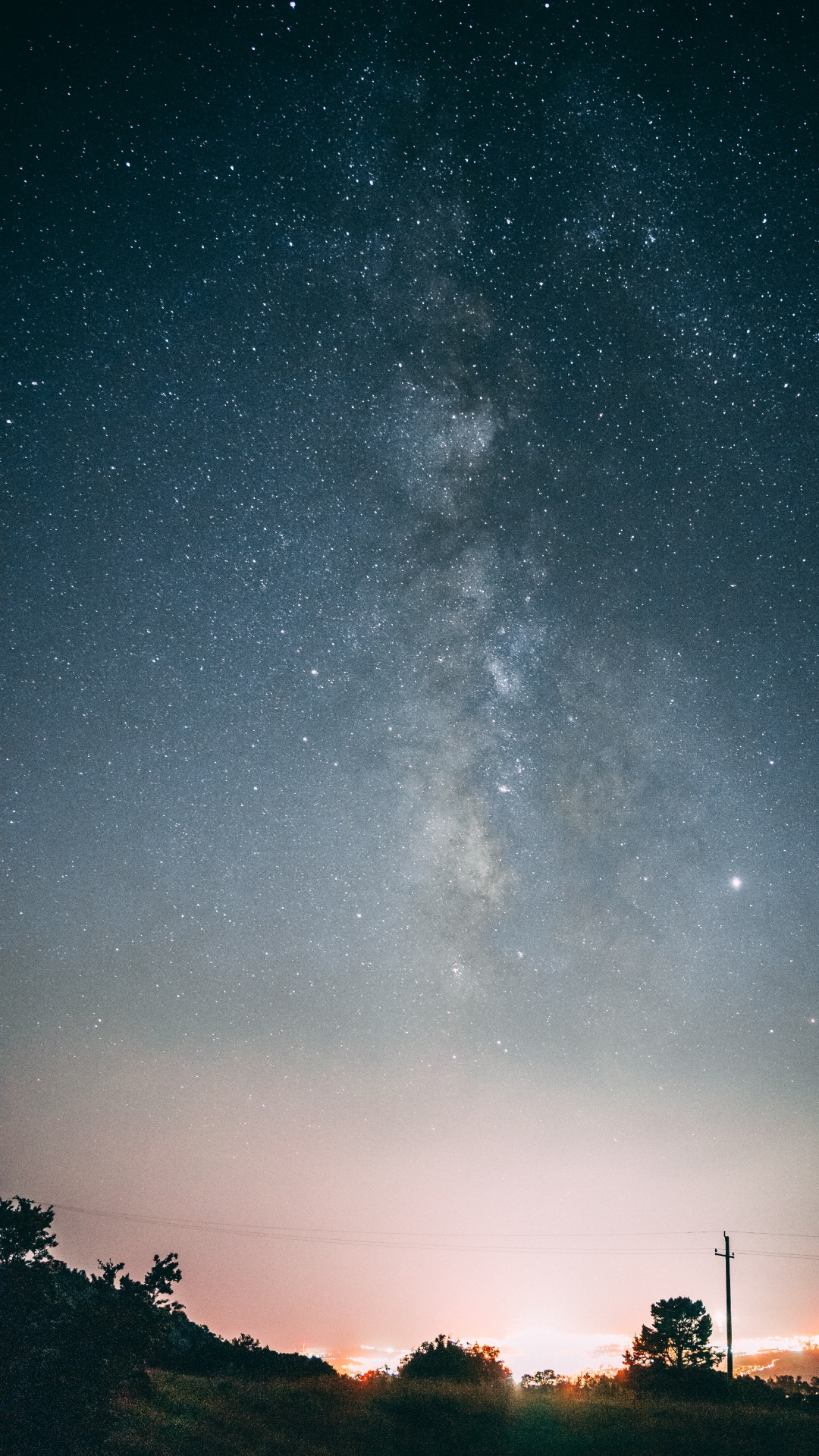 Обои ночь, Галактика, горизонт, звезда, астрономический объект в разрешении 1080x1920