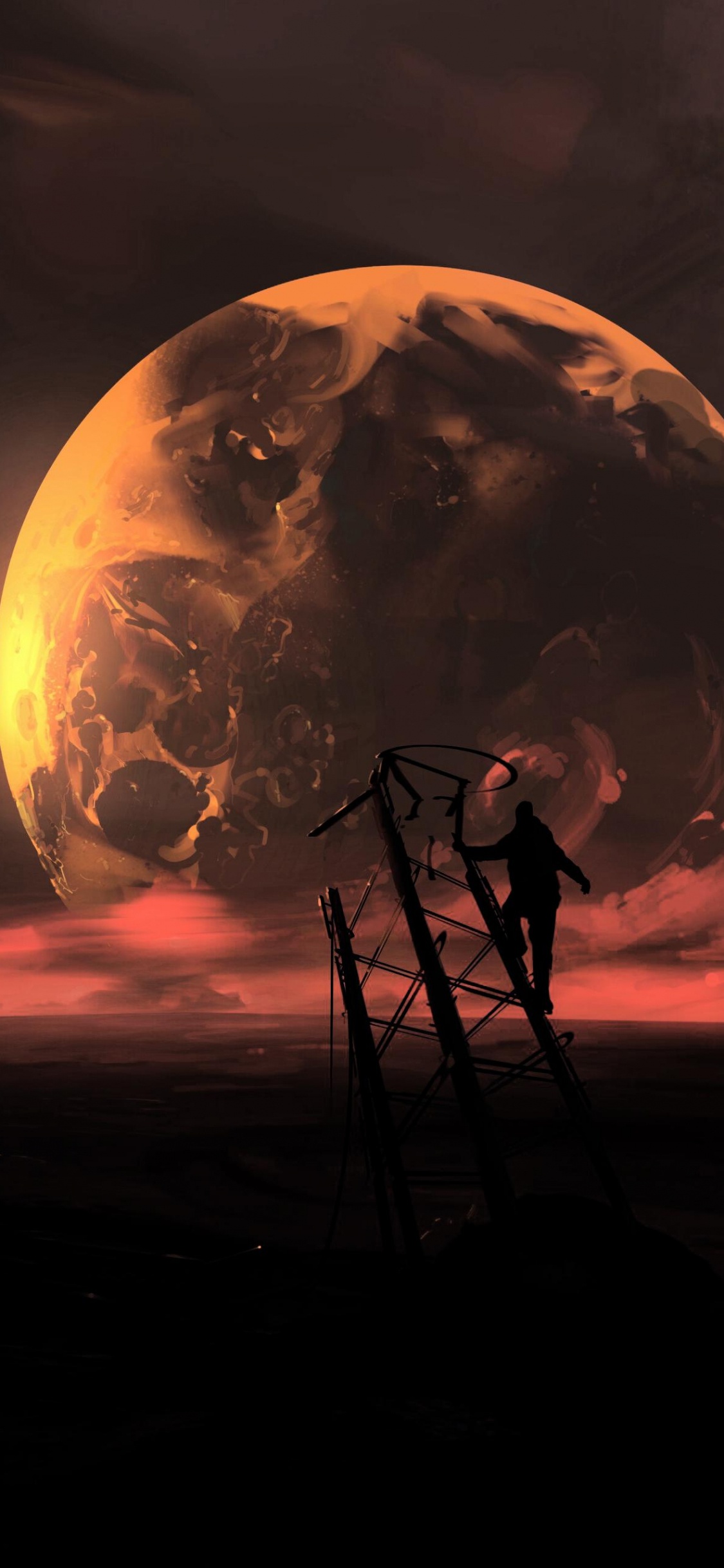 Обои амолед, астрономический объект, атмосфера, космос, темнота в разрешении 1125x2436