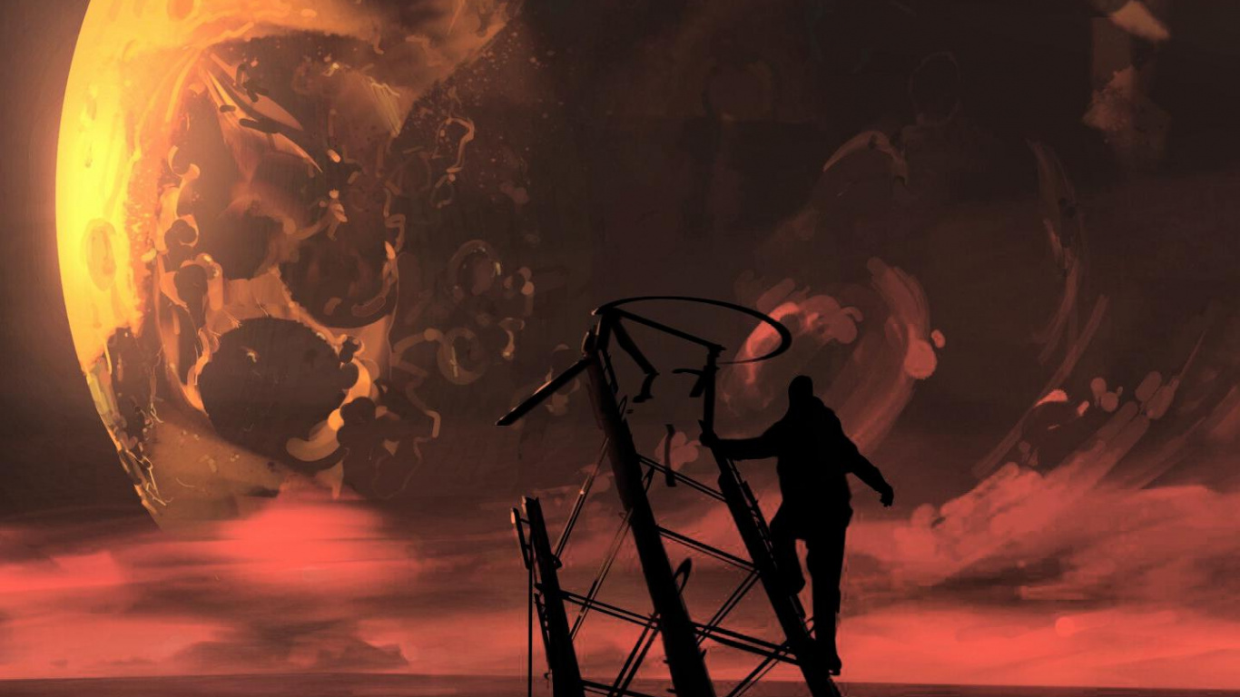 Обои амолед, астрономический объект, атмосфера, космос, темнота в разрешении 1366x768