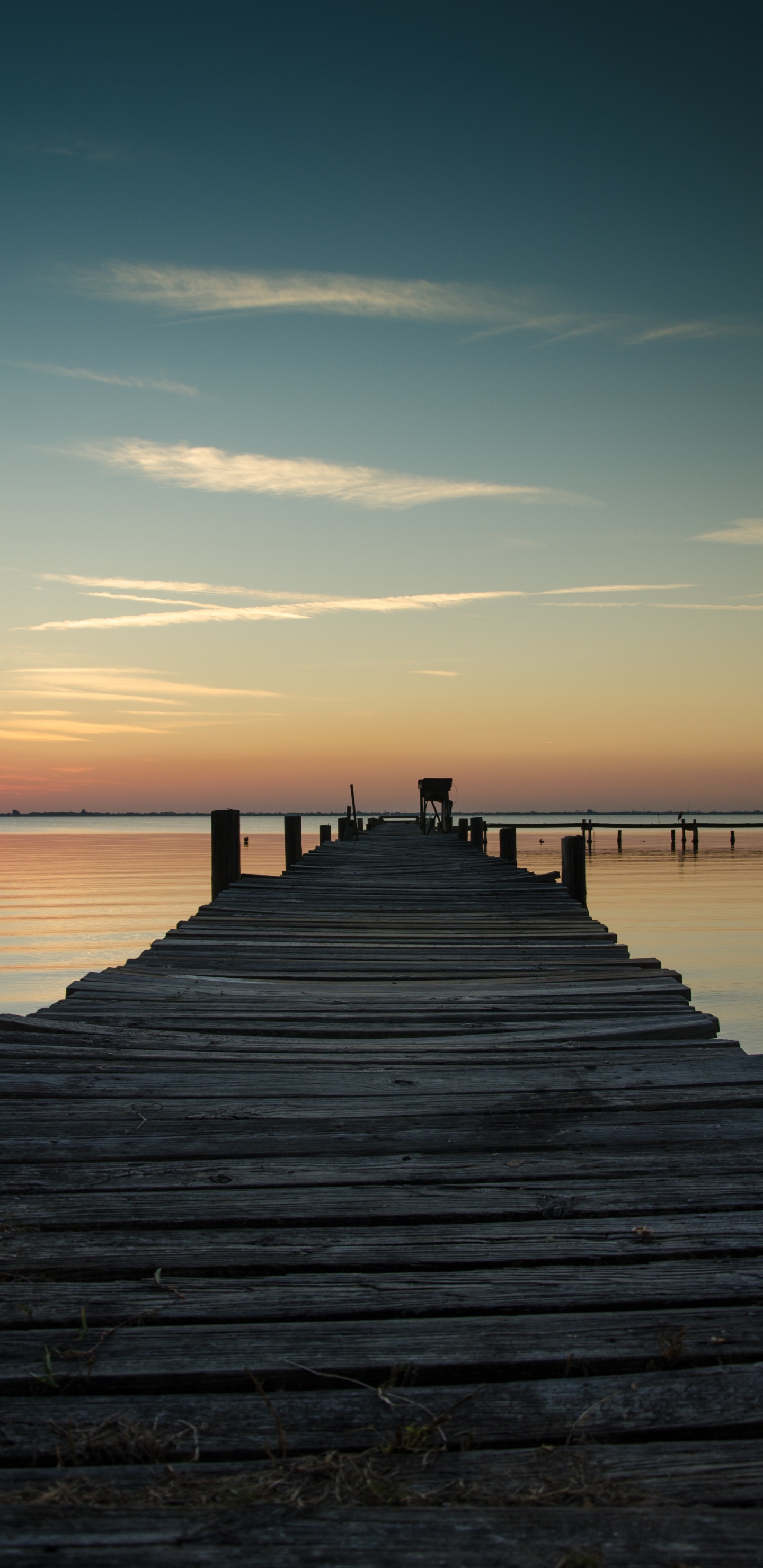 Обои закат, Пирс, док, горизонт, вода в разрешении 1440x2960