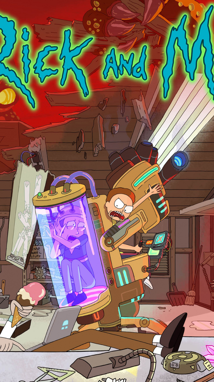 Обои Рик Санчез, Морти Смит, Рик и Морти - сезон 2, Рик и Морти - сезон 3, мультфильм в разрешении 750x1334