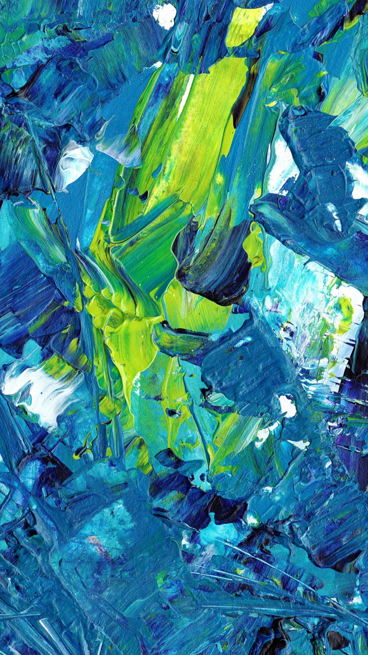 Обои акриловой живописи, акриловая краска, абстрактное искусство, живопись, разноцветная абстрактная живопись в разрешении 750x1334