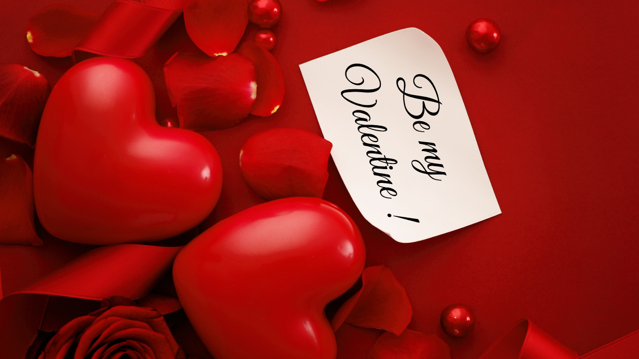 Обои День Святого Валентина, сердце, праздник, красный цвет, любовь в разрешении 1280x720