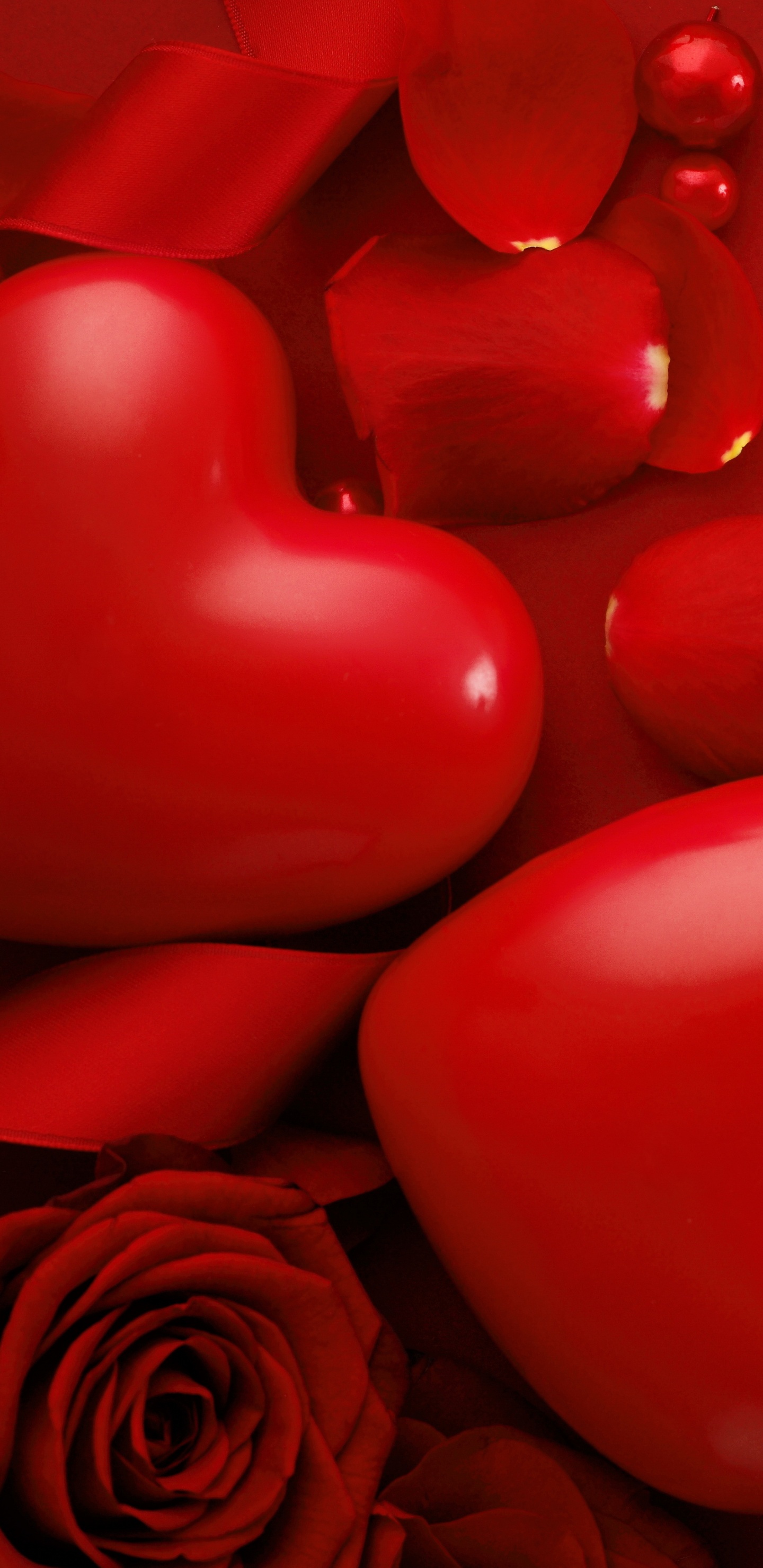 Обои День Святого Валентина, сердце, праздник, красный цвет, любовь в разрешении 1440x2960