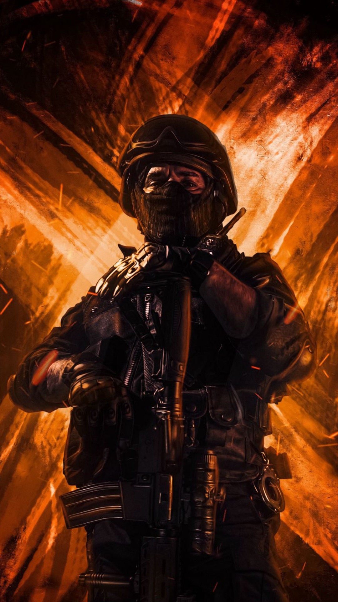 Обои темнота, событие, тепло, боевик, пулемет в разрешении 1080x1920