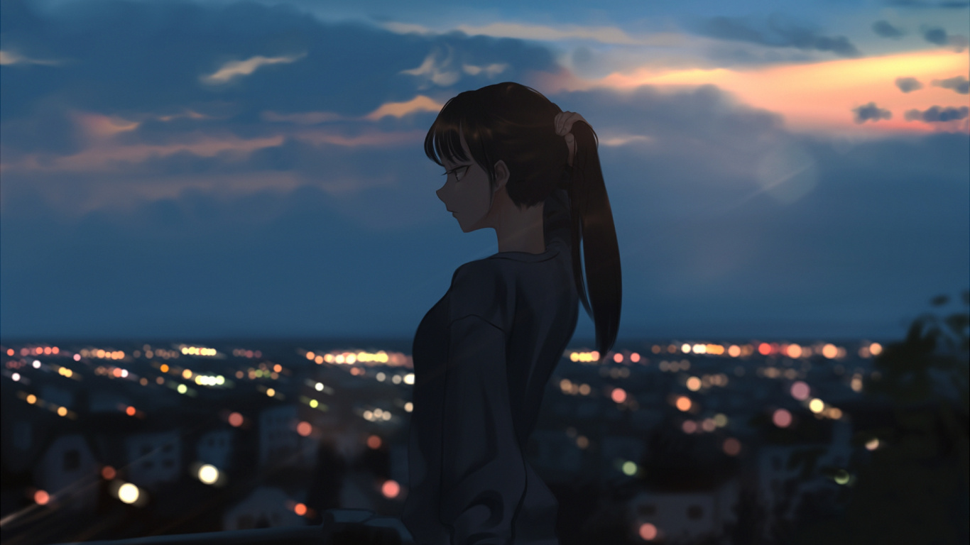 Обои аниме, Манга, облако, сумрак, ночь в разрешении 1366x768