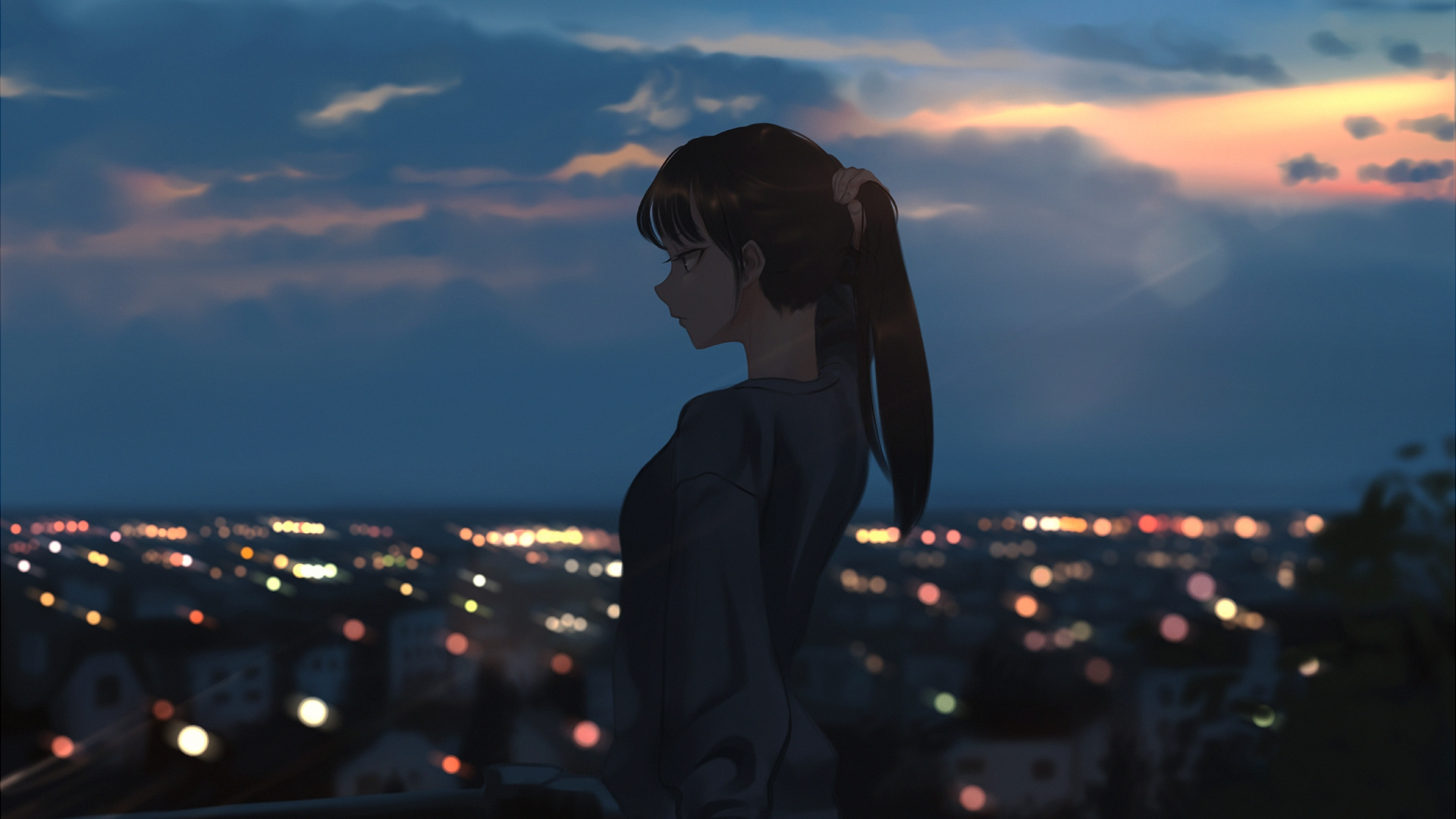 Обои аниме, Манга, облако, сумрак, ночь в разрешении 1920x1080