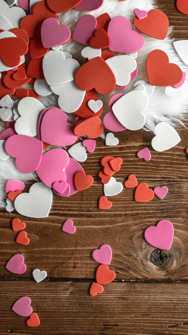 Обои День Святого Валентина, подарок, сердце, розовый, лепесток в разрешении 720x1280