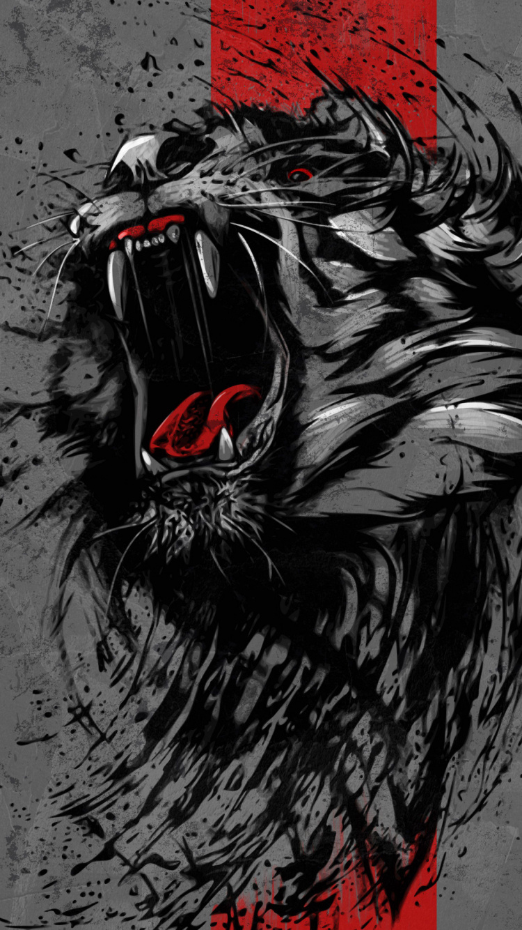 Обои фруктовый квадрат, Лев, рев, тигр, графика в разрешении 750x1334