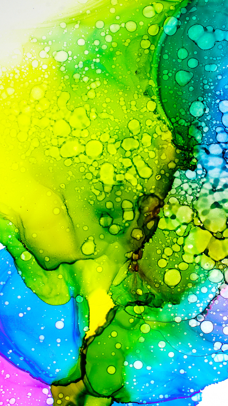 Обои вода, Мыть чернила живопись, иллюстрация, жидкий, зеленый в разрешении 750x1334