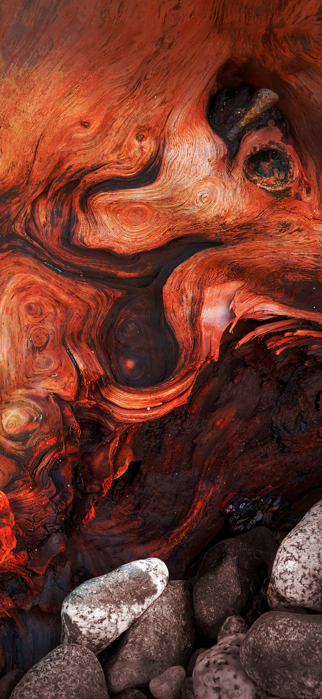 Обои рок, визуальное искусство, Оранжевый цвет, древесина, арт в разрешении 1125x2436