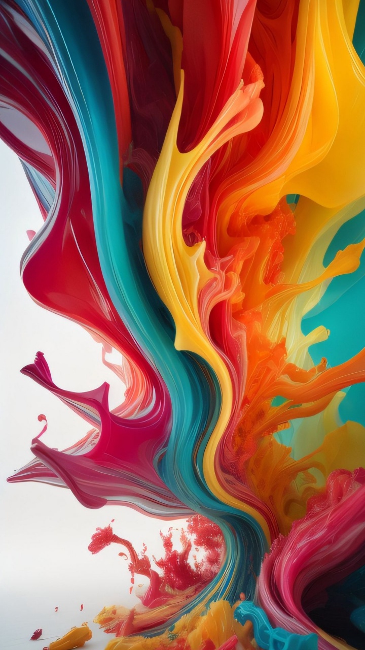 Обои Оранжевый цвет, арт, акриловая краска, красочность, свет в разрешении 720x1280