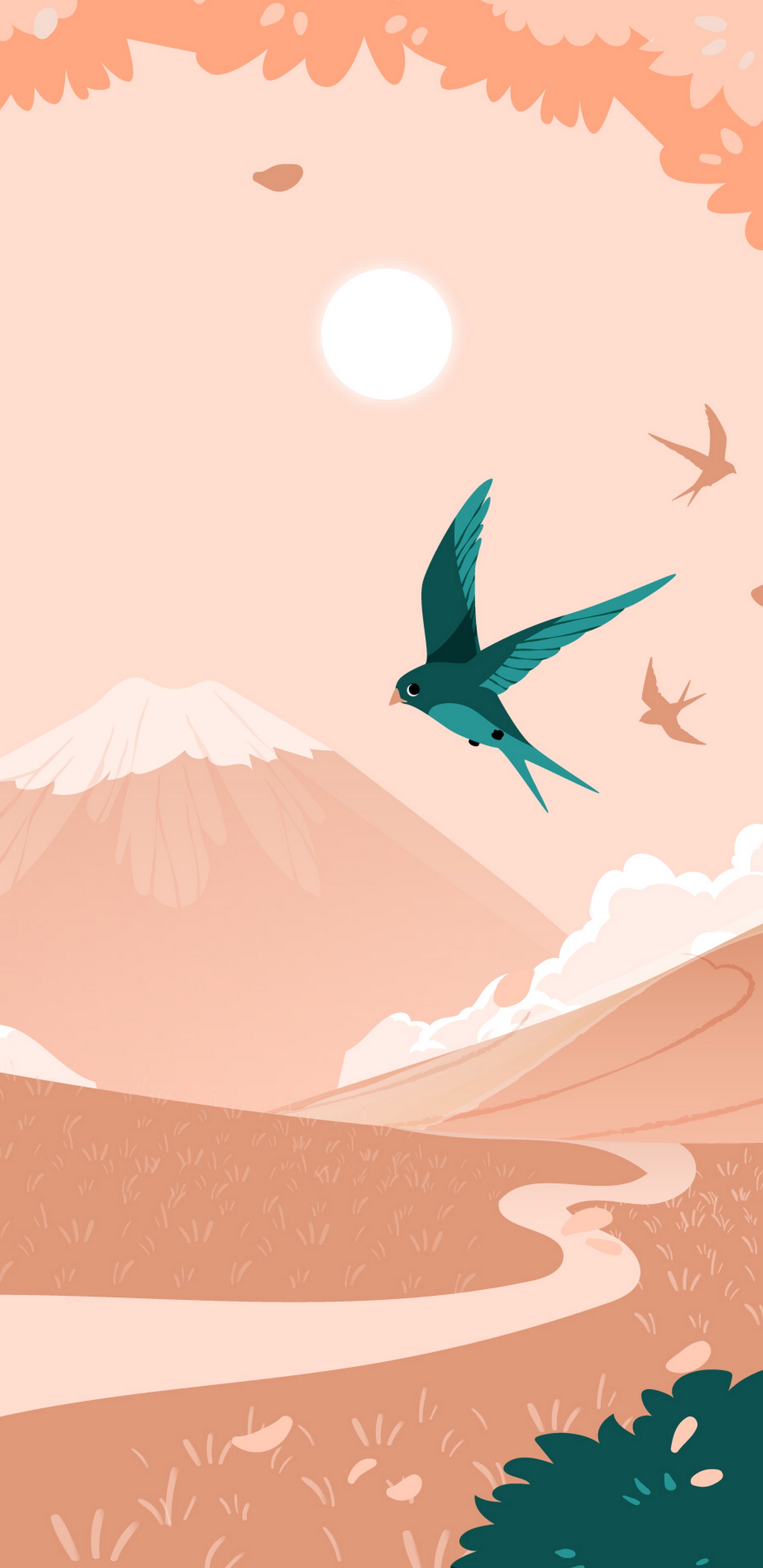 Обои визуальное искусство, дизайн, птица, арт, крыло в разрешении 1440x2960