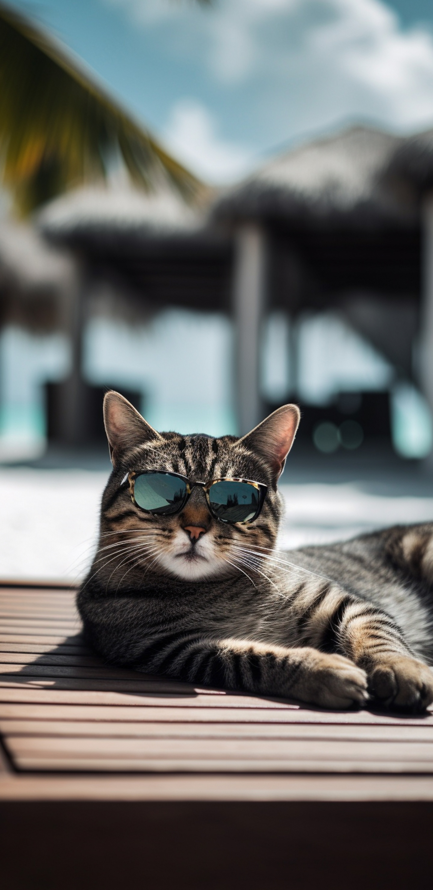 Обои Охос Azules, утро, идея, полосатый кот, добро в разрешении 1440x2960