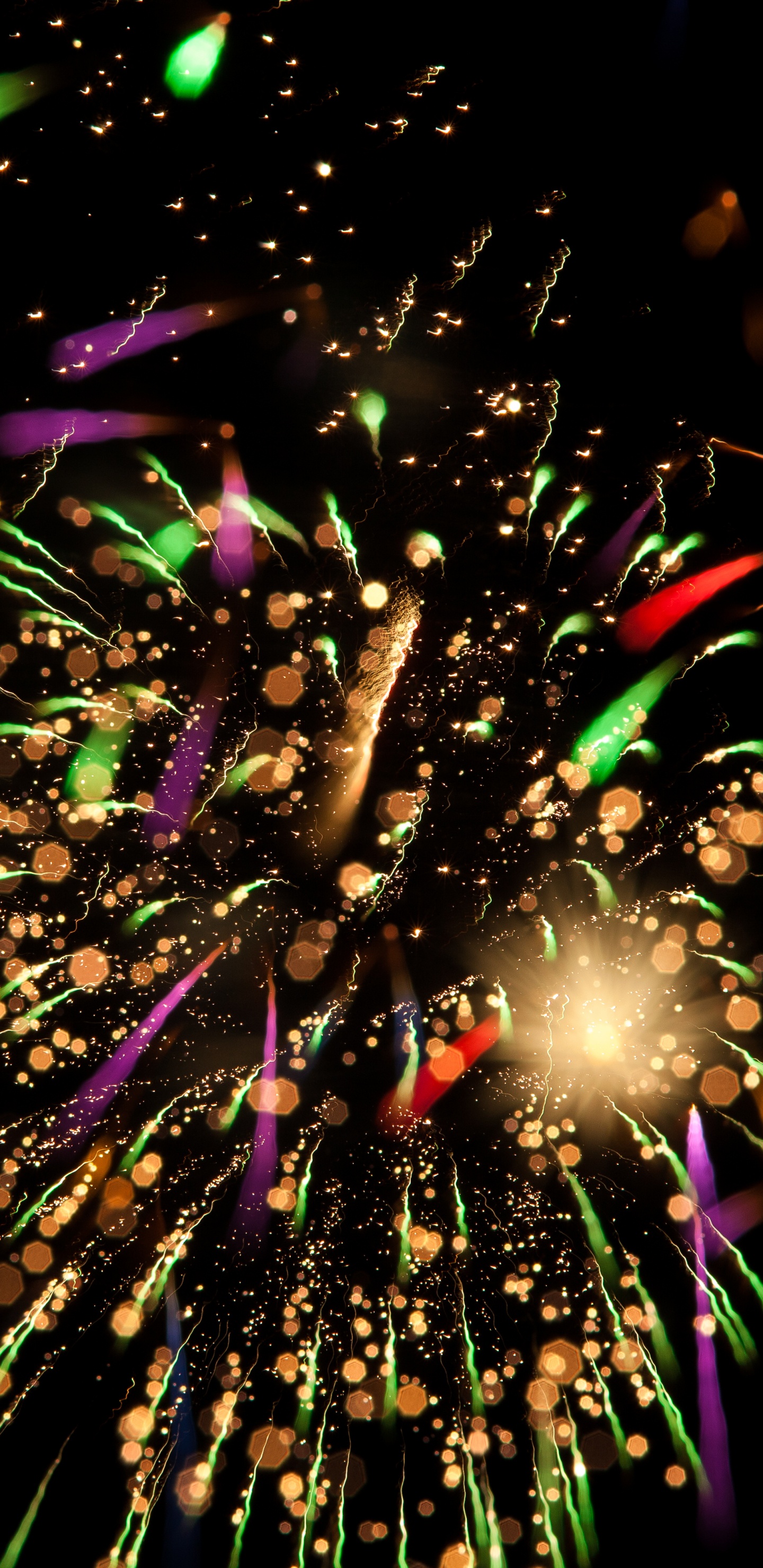 Обои салют, день нового года, событие, дивали, темнота в разрешении 1440x2960