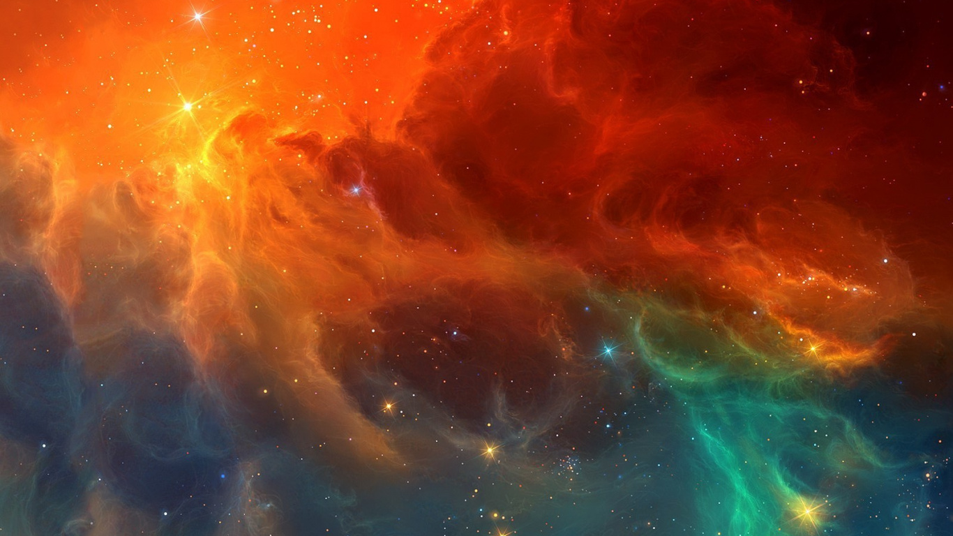 Обои туманность, космическое пространство, атмосфера, астрономический объект, Апельсин в разрешении 1366x768