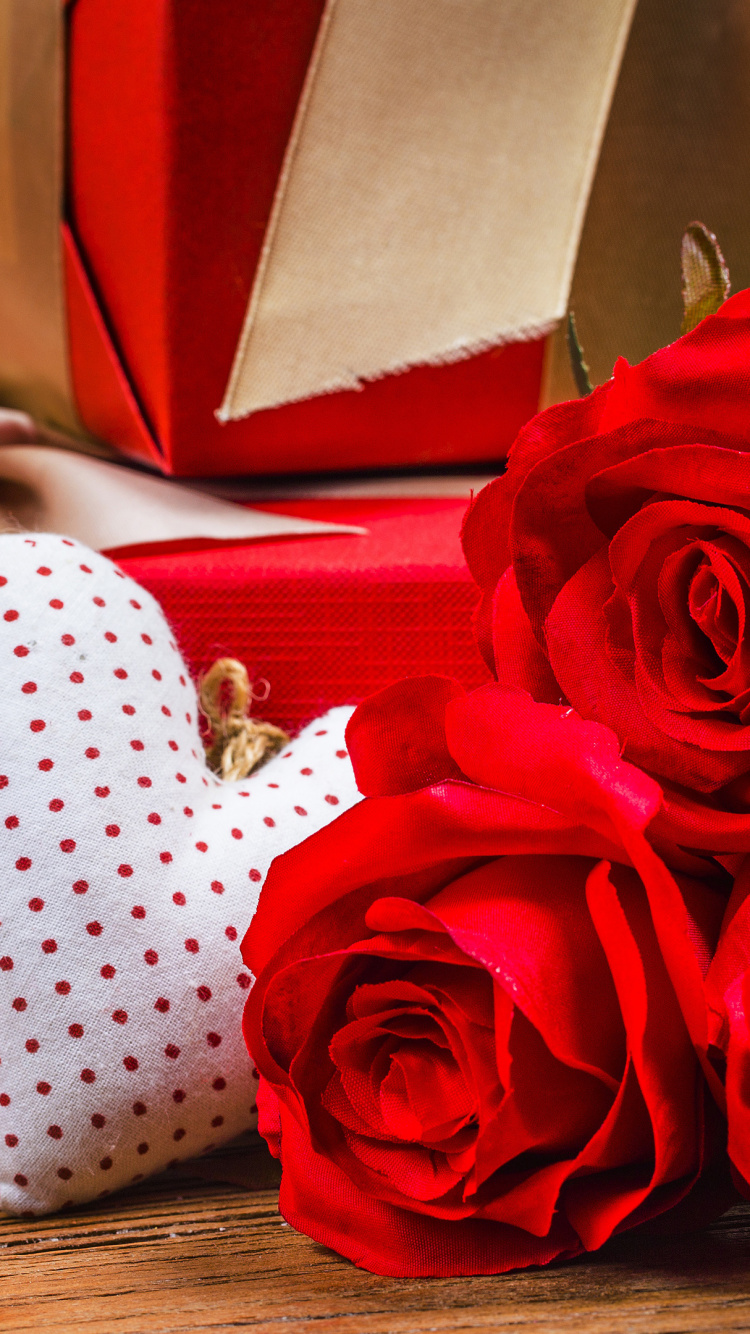 Обои День Святого Валентина, подарок, пляж роза, цветок, растение в разрешении 750x1334