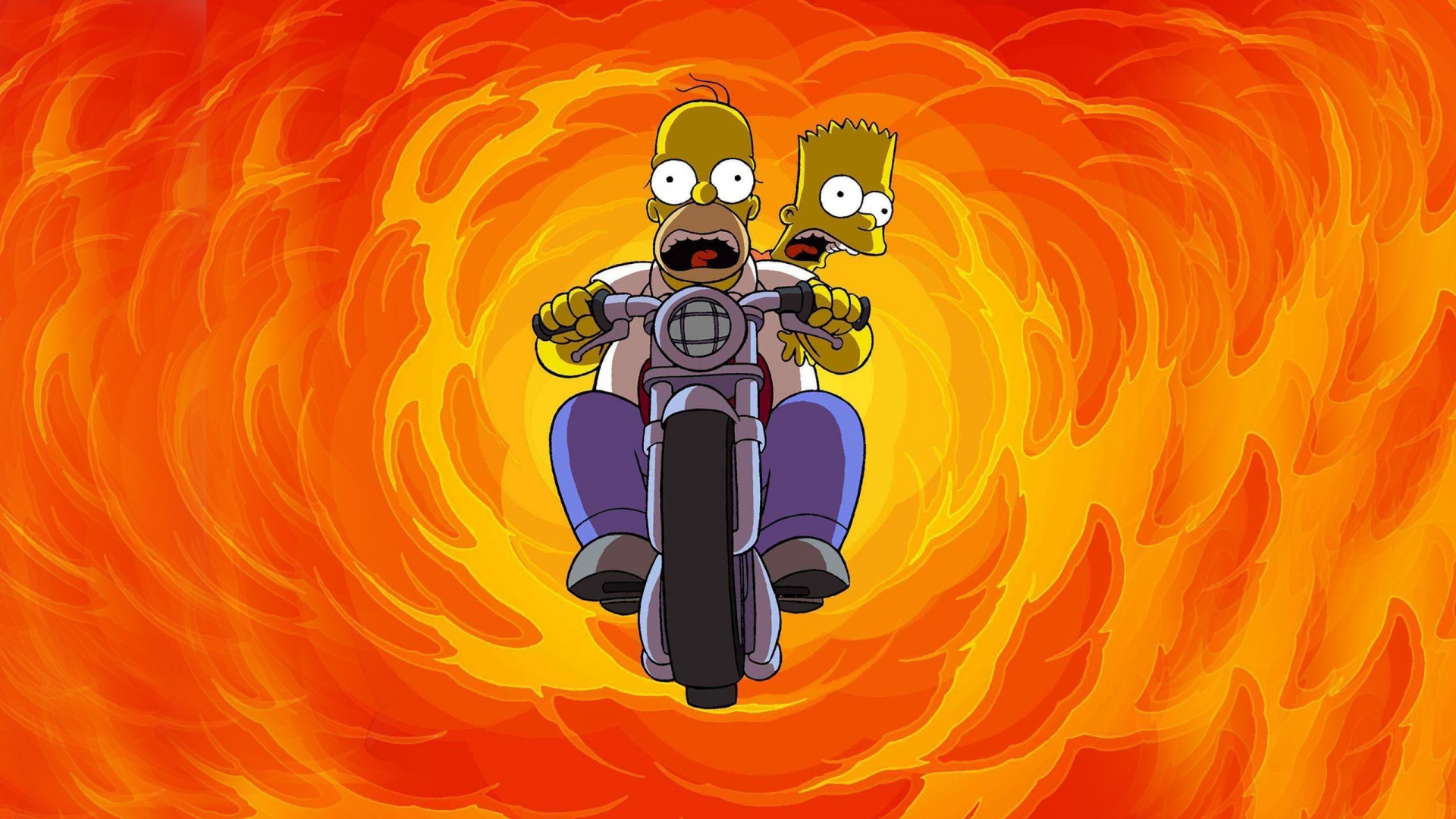 Обои Гомер Симпсон, Барт Симпсон, Апельсин, мультфильм, иллюстрация в разрешении 1920x1080