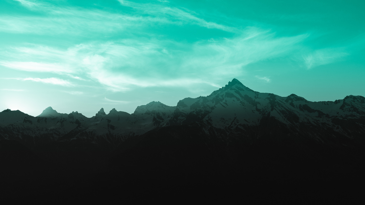 Обои гора, горный хребет, горный рельеф, природа, синий в разрешении 1280x720