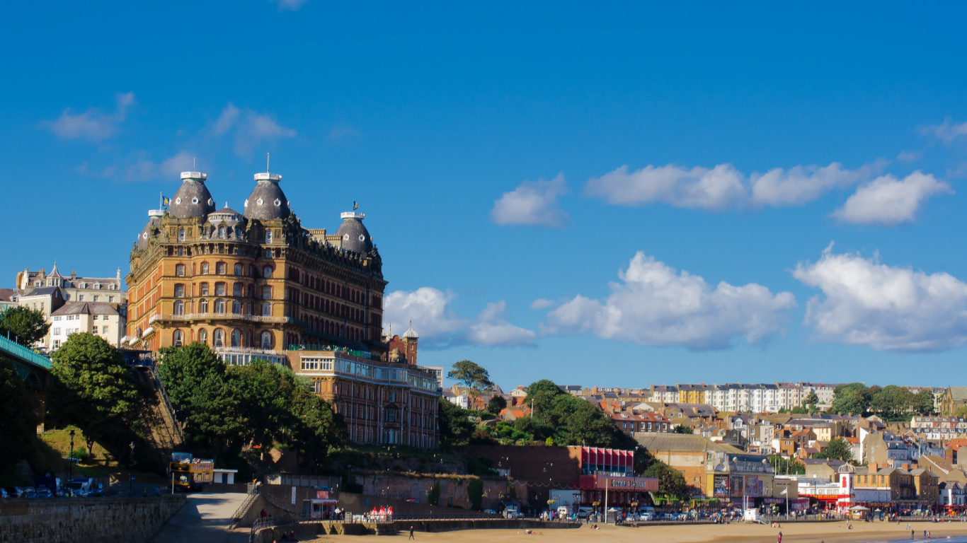 Обои Гранд отеля, Гранд Отель Скарборо, пляж, кровать и завтрак, ресторан в разрешении 1366x768