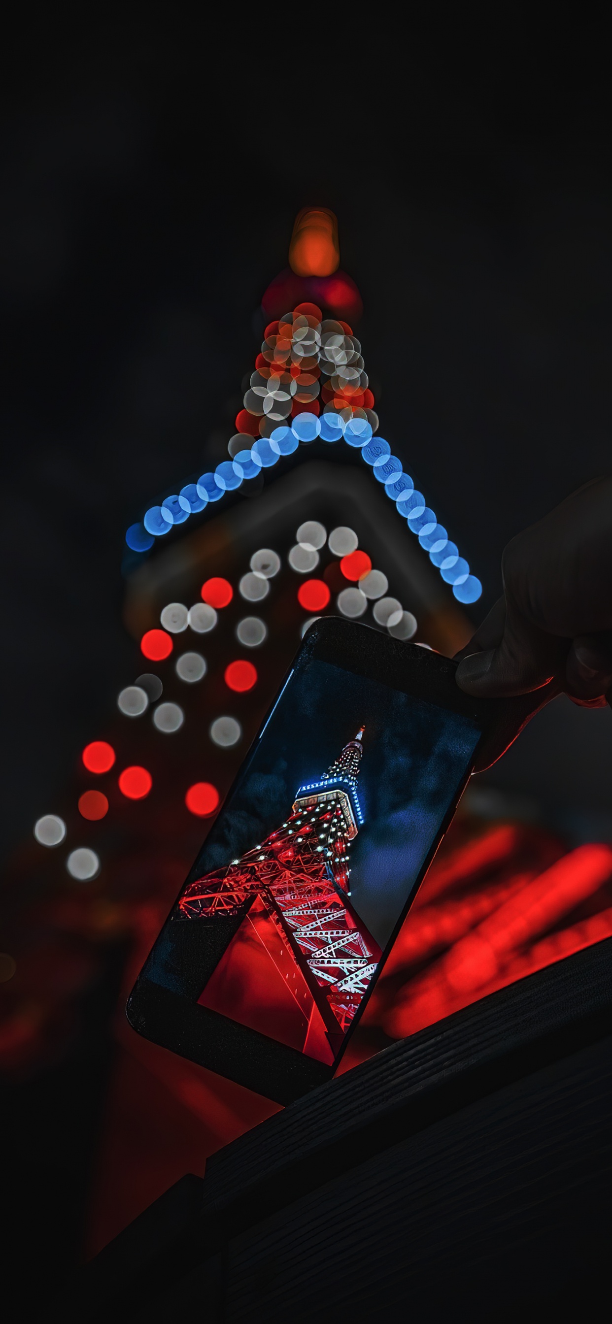 Обои свет, наука, физика, треугольник, Рождественские украшения в разрешении 1242x2688