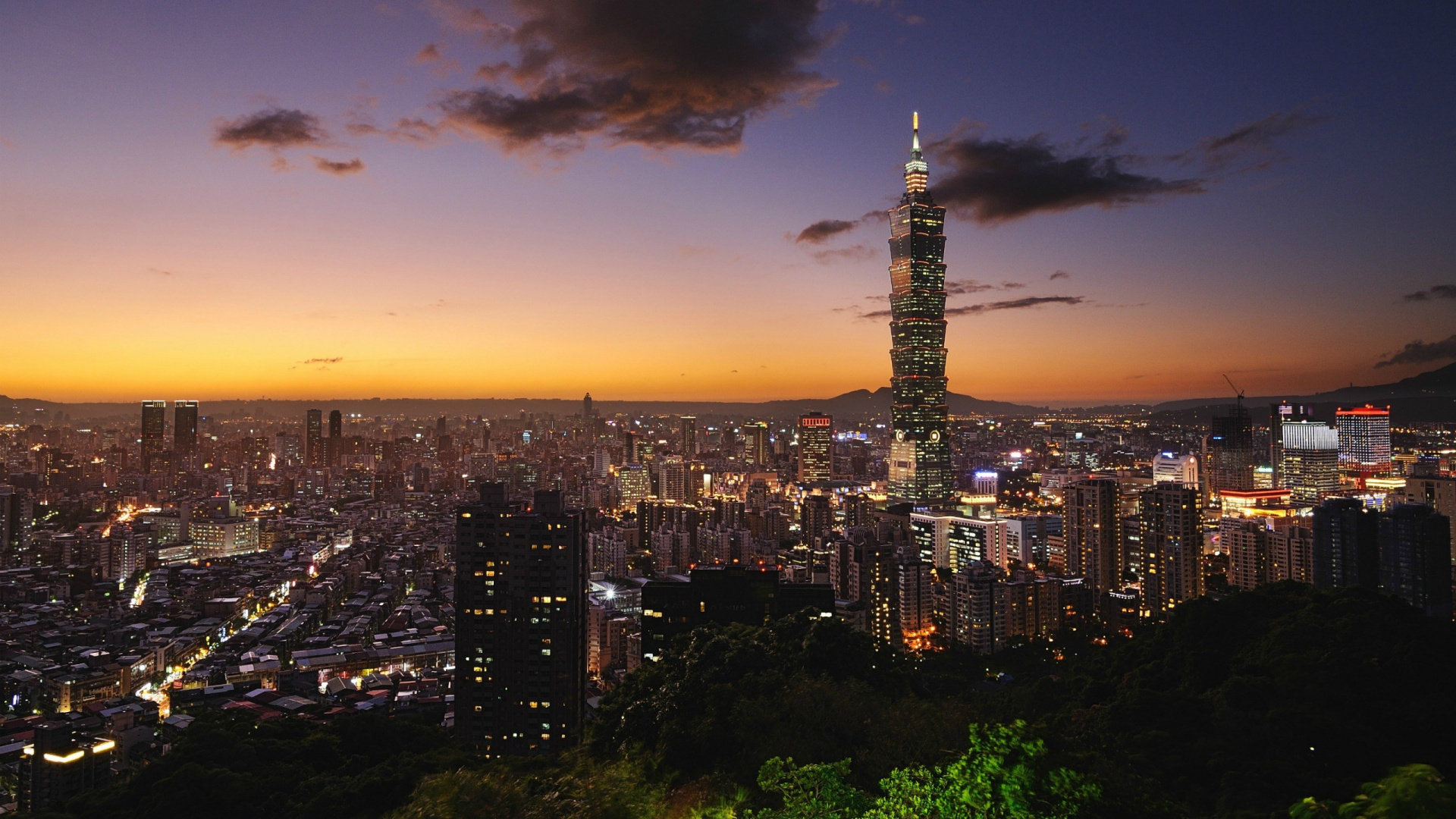 Обои Тайбэй 101, городской пейзаж, город, городской район, метрополия в разрешении 1920x1080