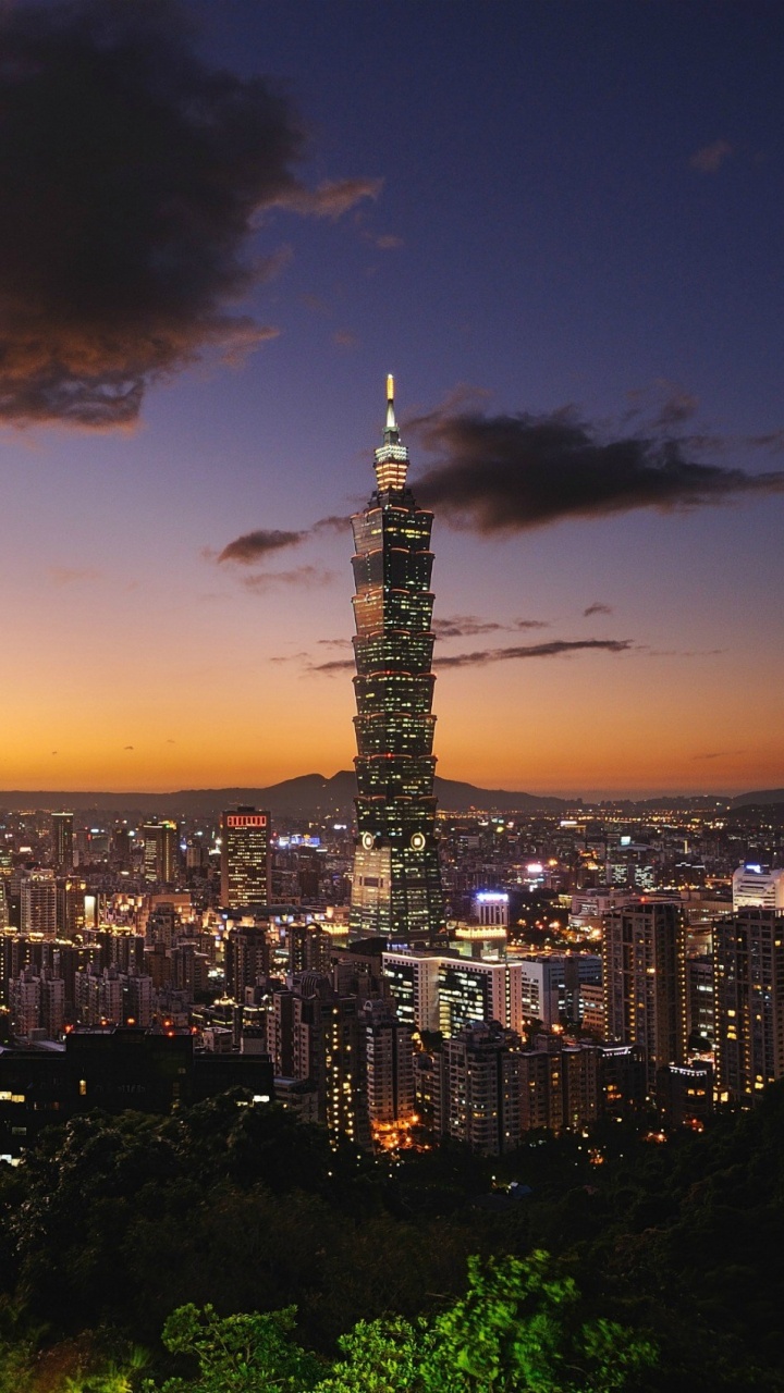 Обои Тайбэй 101, городской пейзаж, город, городской район, метрополия в разрешении 720x1280