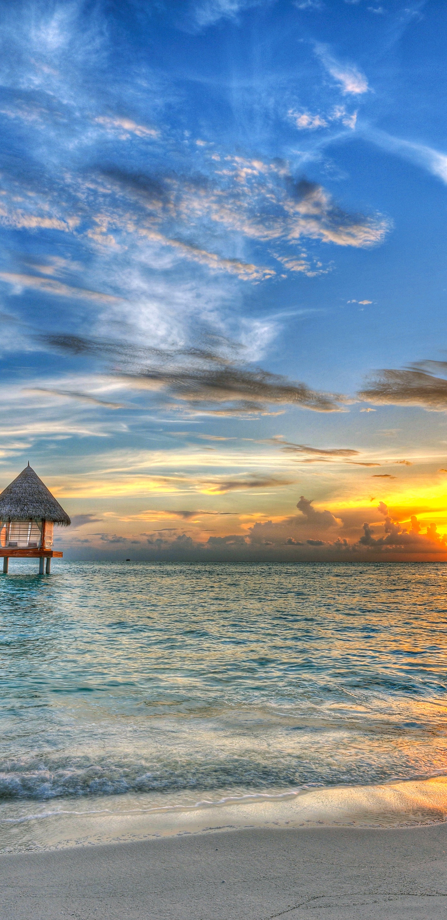 Обои пляж, море, горизонт, облако, океан в разрешении 1440x2960