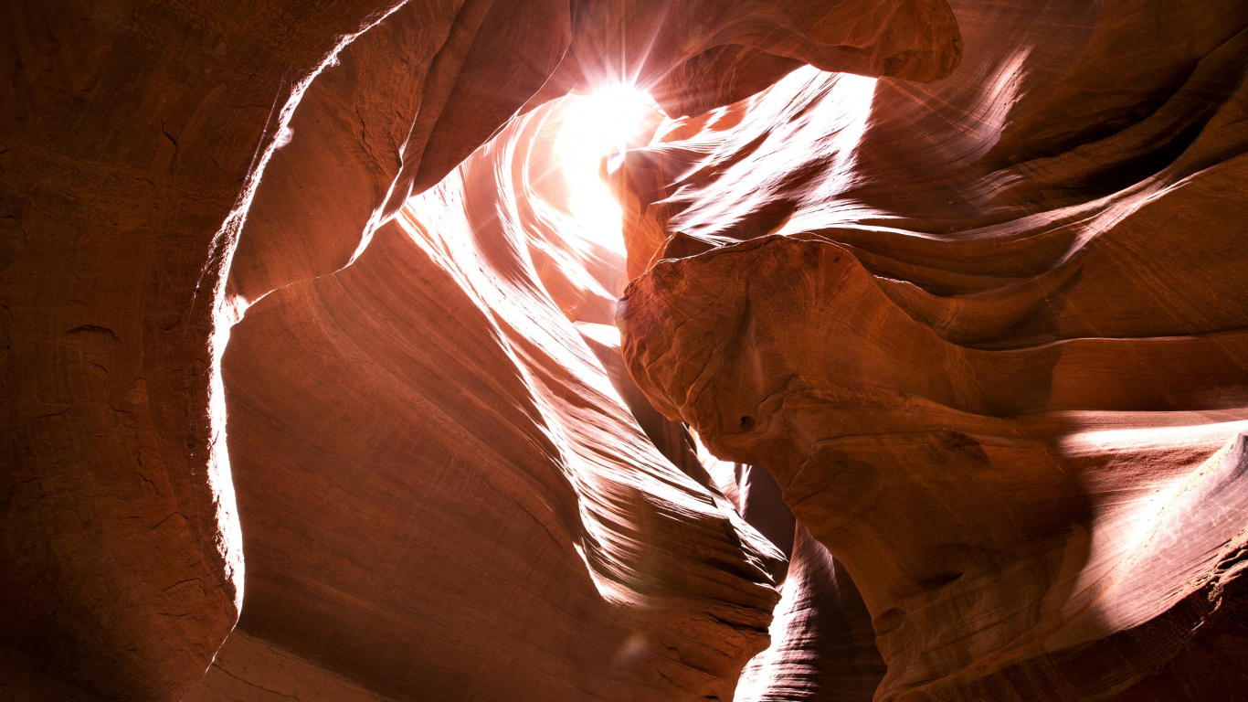 Обои свет, каньон антилопы, большой каньон, каньон, тепло в разрешении 1366x768