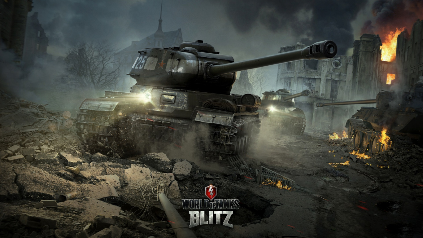 Обои world of tanks, Мир танков блиц, wargaming, бак, тяжелый танк в разрешении 1366x768