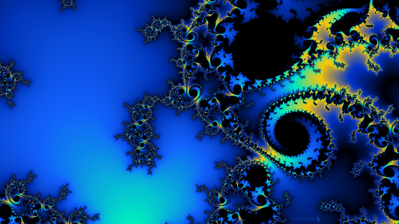 Обои фрактал, фрактальное искусство, синий, электрик, коралловый риф в разрешении 1280x720