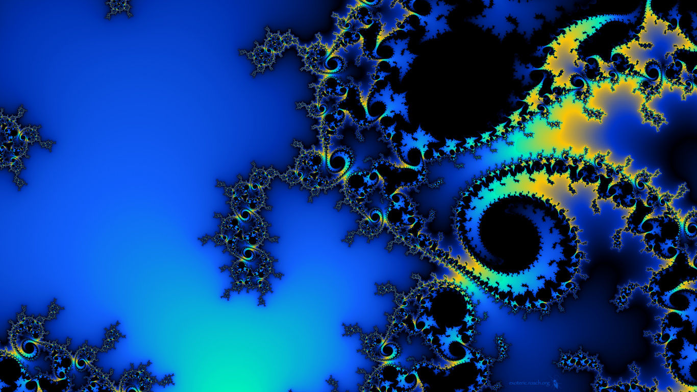 Обои фрактал, фрактальное искусство, синий, электрик, коралловый риф в разрешении 1366x768