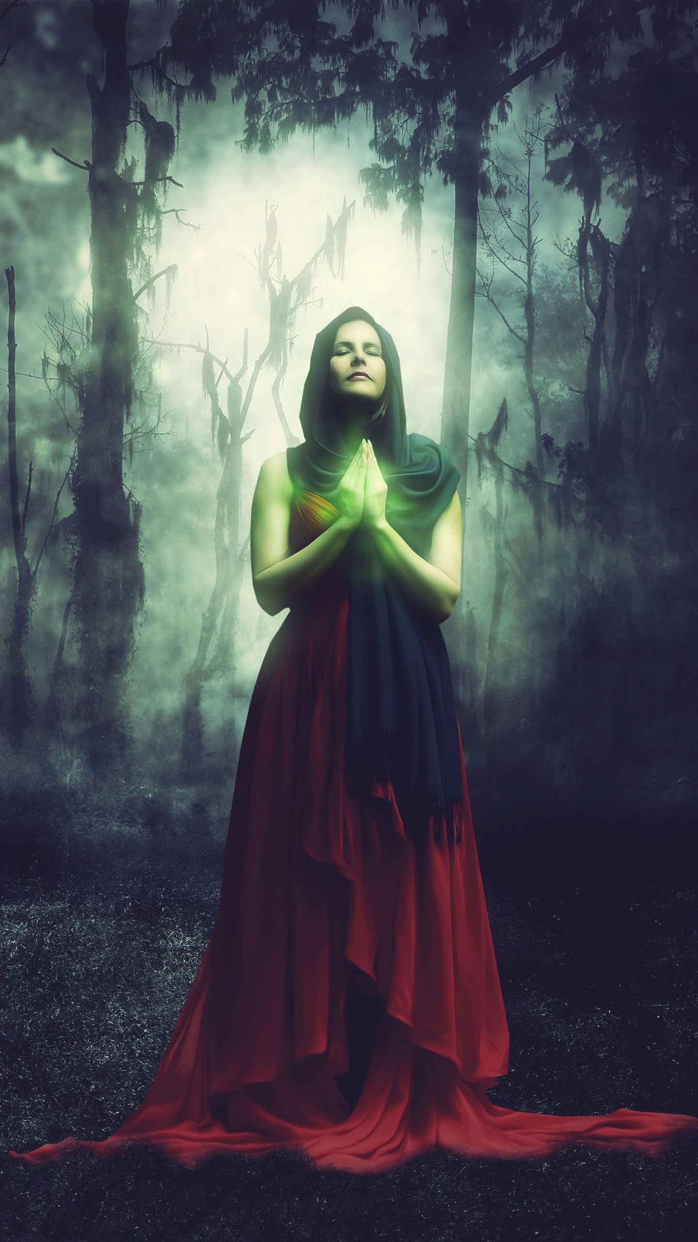 Обои фэнтези, магия, девушка, пиксель в разрешении 1440x2560