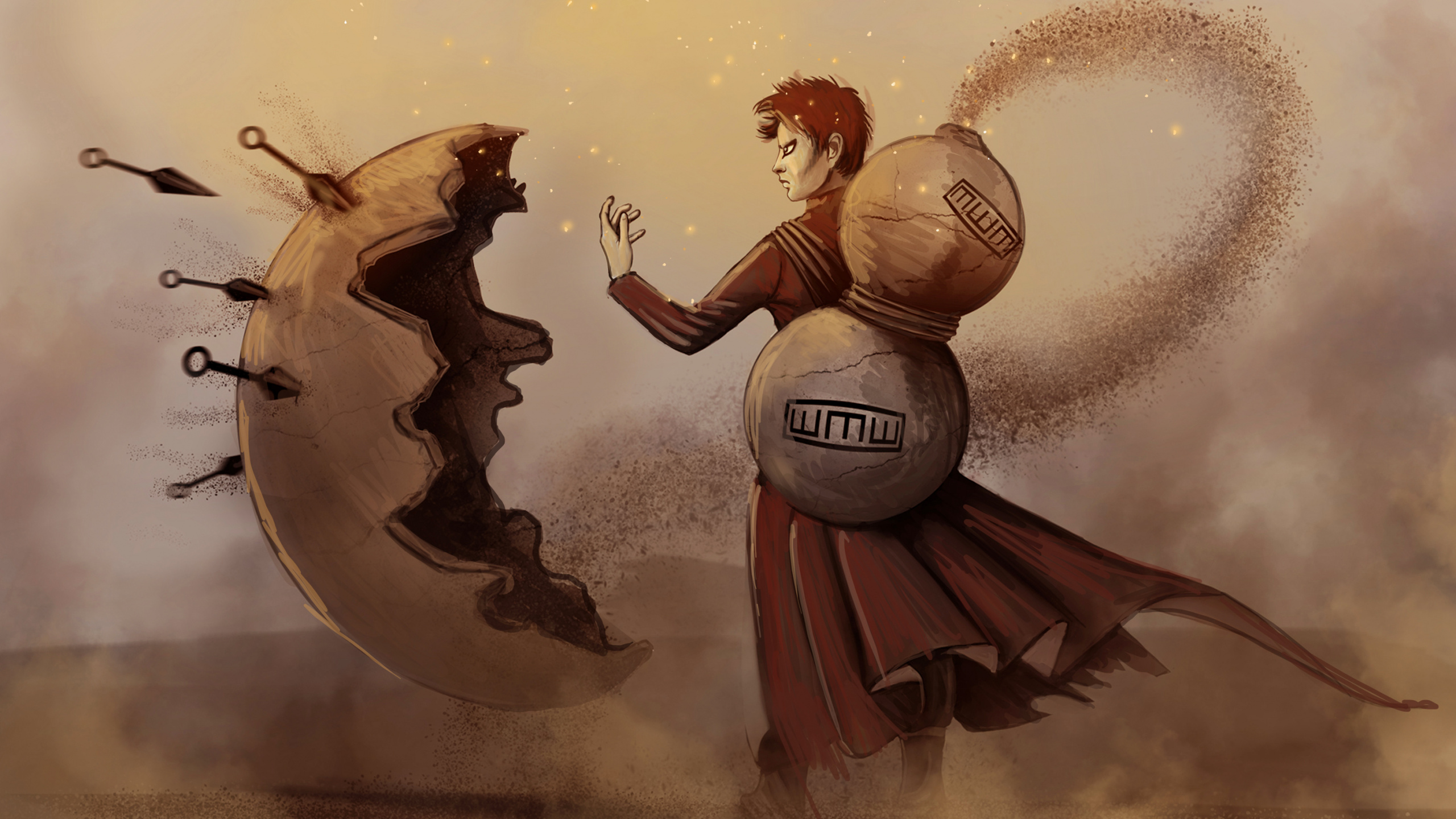 Обои Гаара, иллюстрация, арт, мифология, вымышленный персонаж в разрешении 2560x1440