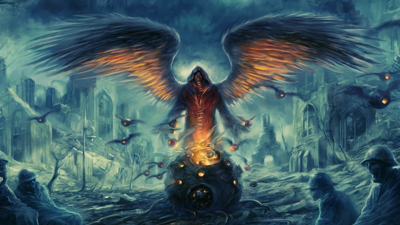 Обои ангел, мифология, демон, сверхъестественное существо, арт в разрешении 1366x768