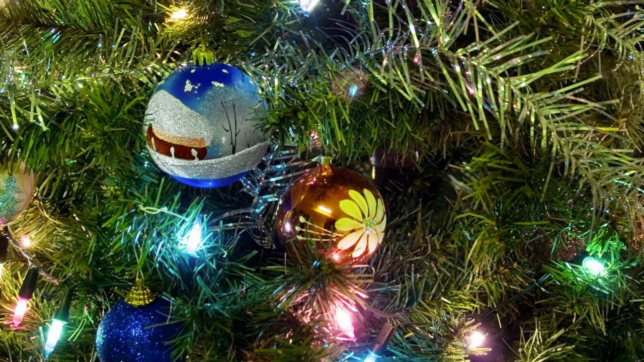 Обои Новый год, рождественский орнамент, Рождественские украшения, праздник, Рождественский день в разрешении 1280x720