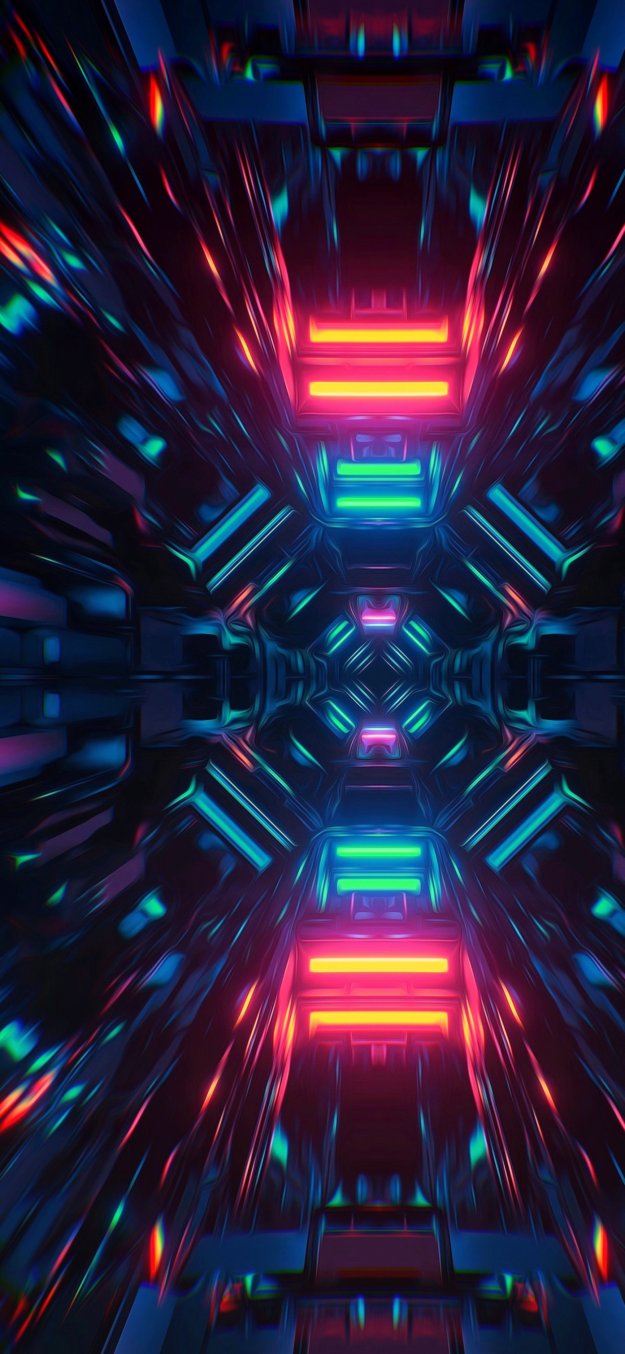 Обои свет, фрактальное искусство, симметрия, арт, Визуальный эффект освещения в разрешении 1242x2688