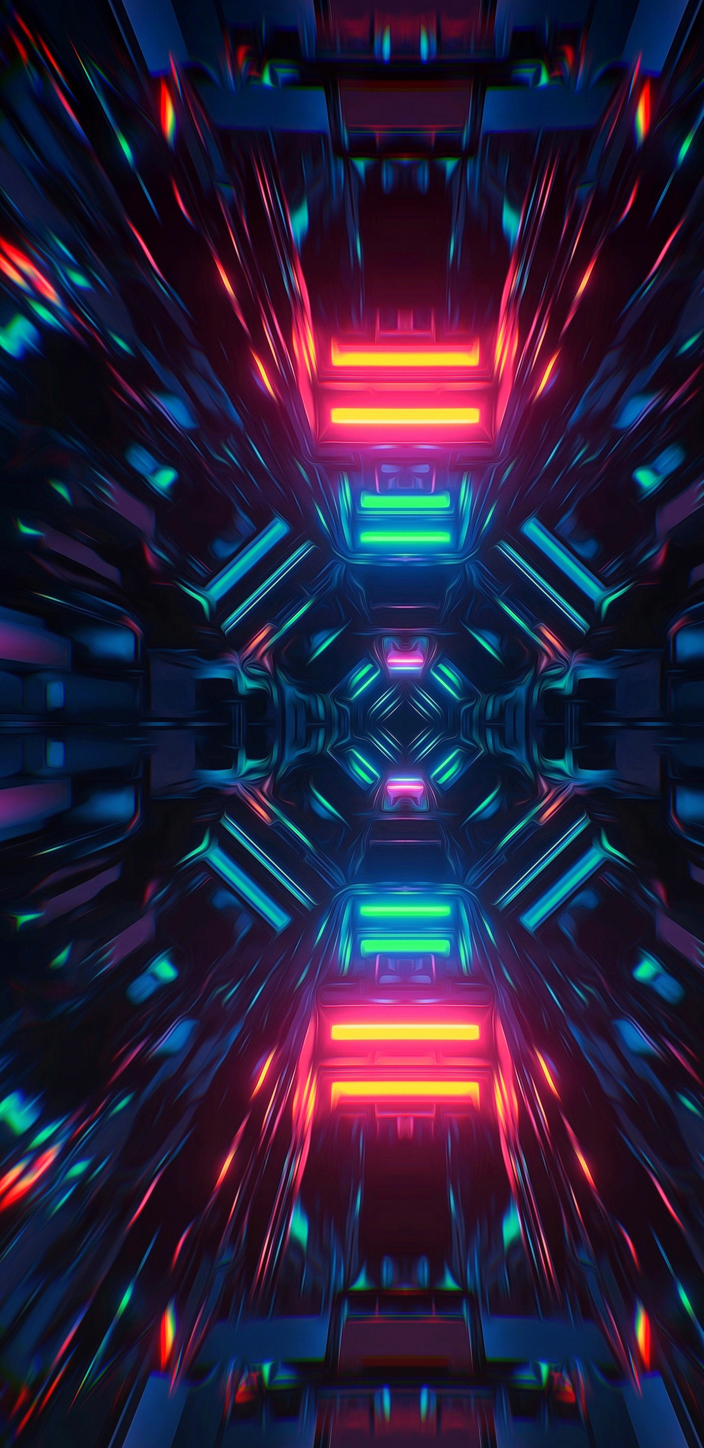 Обои свет, фрактальное искусство, симметрия, арт, Визуальный эффект освещения в разрешении 1440x2960