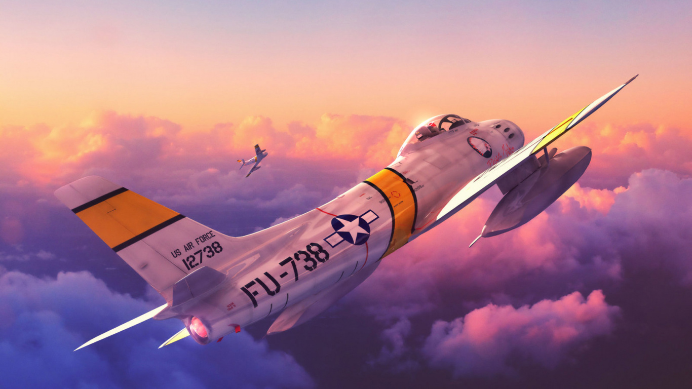 Обои самолет, самолеты, авиация, арт, цифровое искусство в разрешении 1366x768