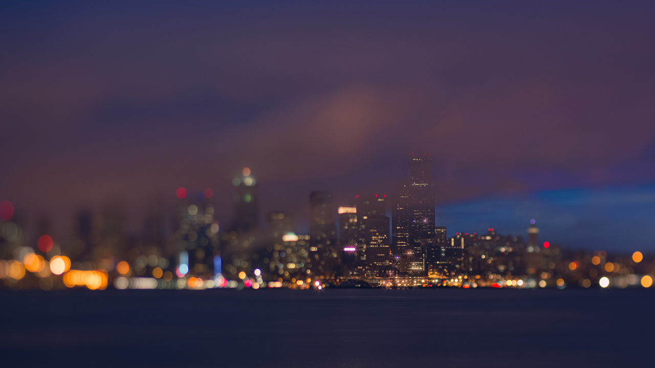 Обои городской пейзаж, Сиэтл, ночь, горизонт, город в разрешении 1280x720